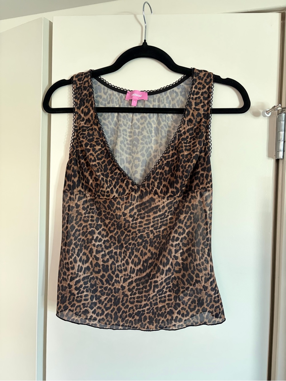 Edikted Brown and Black Leopard Sheer Tank